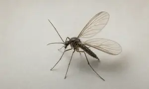 En närbild av en sorgmygga med sina genomskinliga vingar. Ett steg för att bli av med sorgmyggor är att identifiera dem.